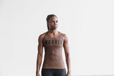 Nobull Racerback Women's Tank Tops Brown | Australia (NK4095)